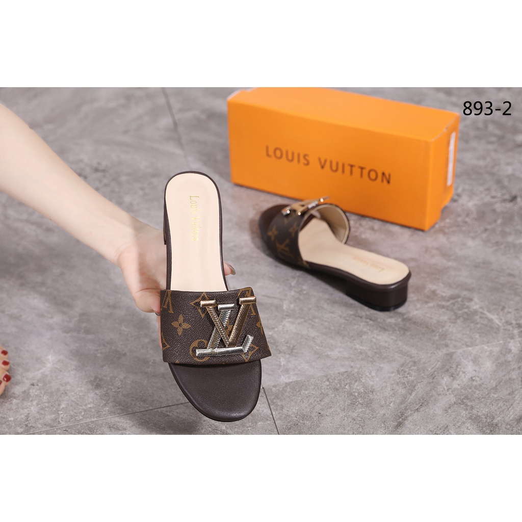 Louis Vuitton LV Logo Block Heels Sandals in Monogram #893-2