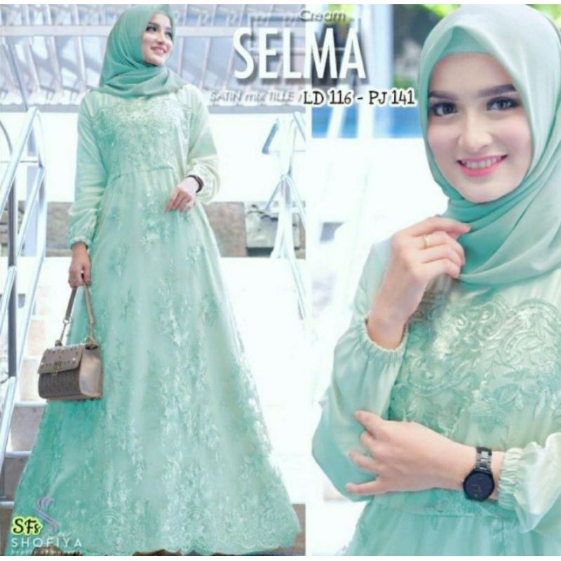 Size L XL XXL / Gamis Muslim Farasya /Maxy Brukat SELMA Tulle Premium Jumbo Murah