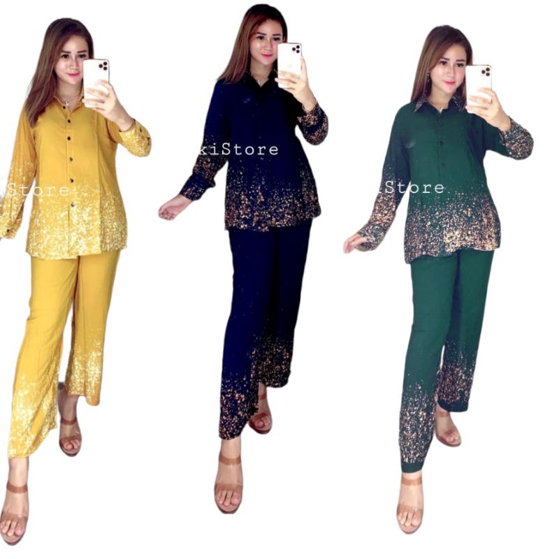 One Set Setelan Stelan Ring Baju tidur wanita Piyama