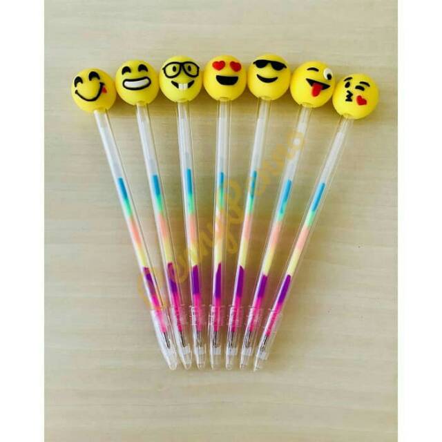 

Pulpen Pelangi emoticon Smile lucu isi 12 pcs