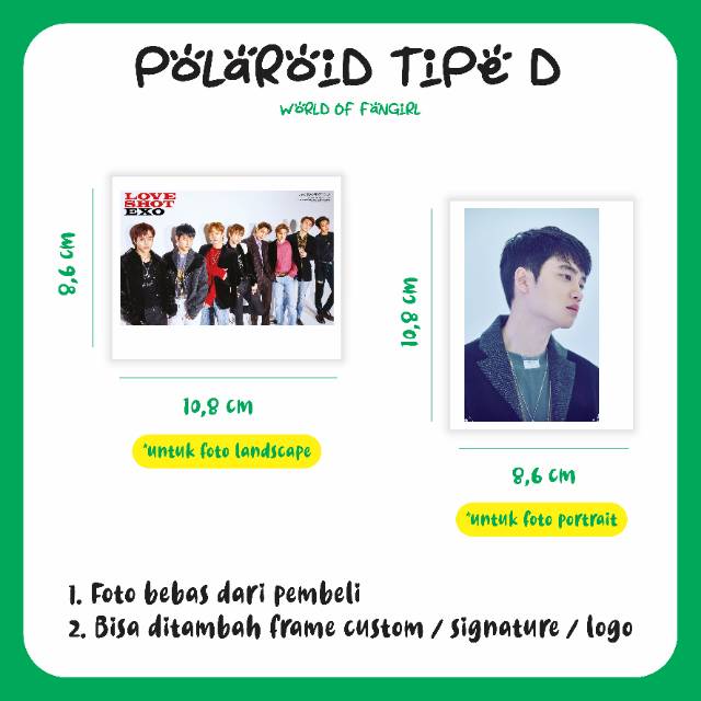 CETAK FOTO POLAROID TIPE D WATERPROOF