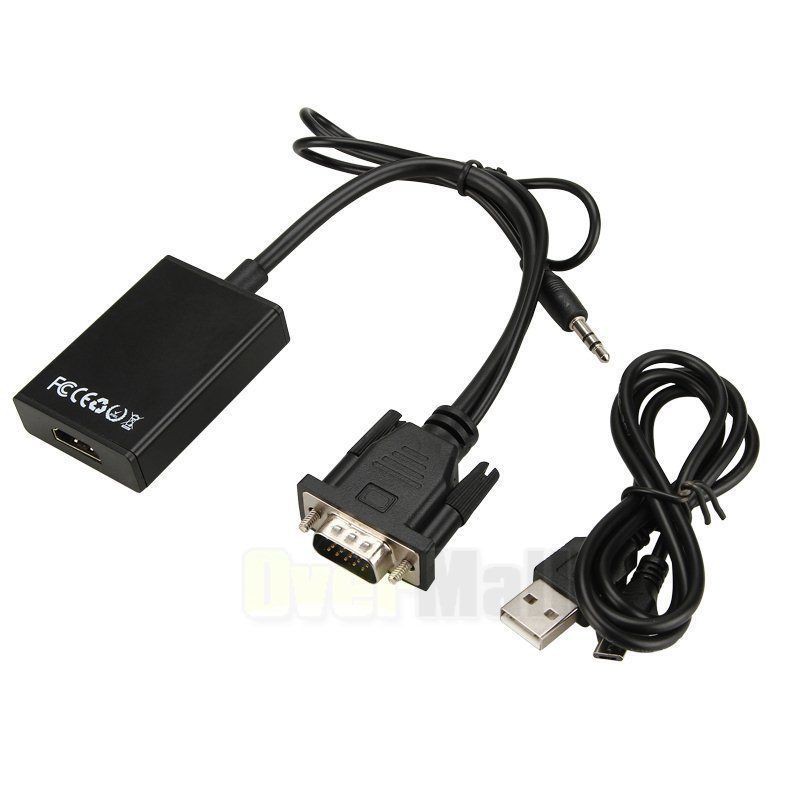 Kabel Adapter Converter VGA Male ke HDMI 1080P + Audio