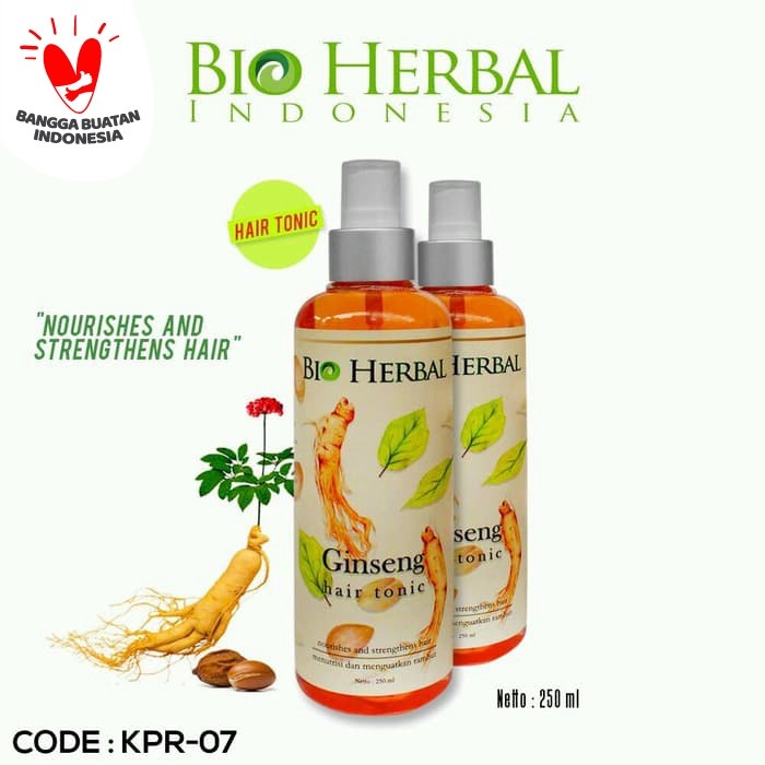 Bio Herbal Hair Tonic Ginseng Treatment Obat Vitamin Perawatan Rambut Indah Kuat Berkilau Alami  250