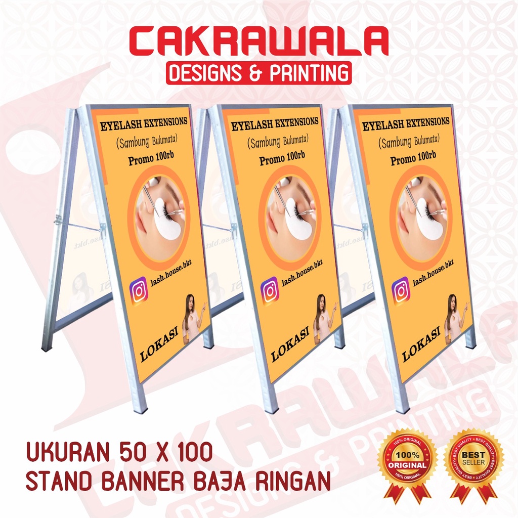 STAND BANNER BAJA RINGAN SALON - STANDING BANNER HOLLOW BAJA RINGAN UKURAN 50 X100