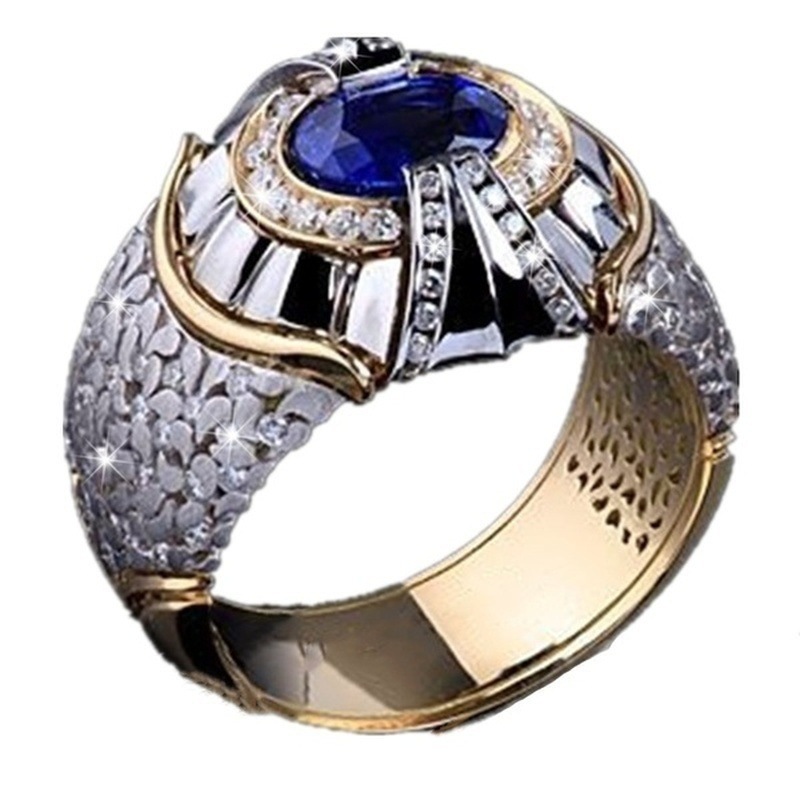 Aksesoris Perhiasan Cincin Zirkon Biru Fashion Pria