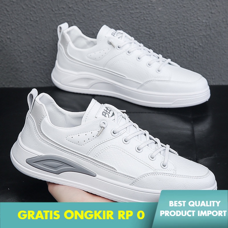 Sepatu Kets Pria PU Kulit Kasual Sepatu Pria   Korea  Olahraga Fashion Putih Sepatu Sneakers pria Im