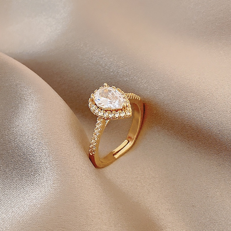 Cincin Bentuk Water Drop Bahan Zircon Untuk Wanita