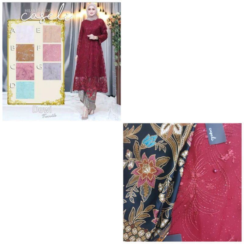 SET TUNIK TILE PREMIUM Special MARUN MIX ROK BATIK SUTRA