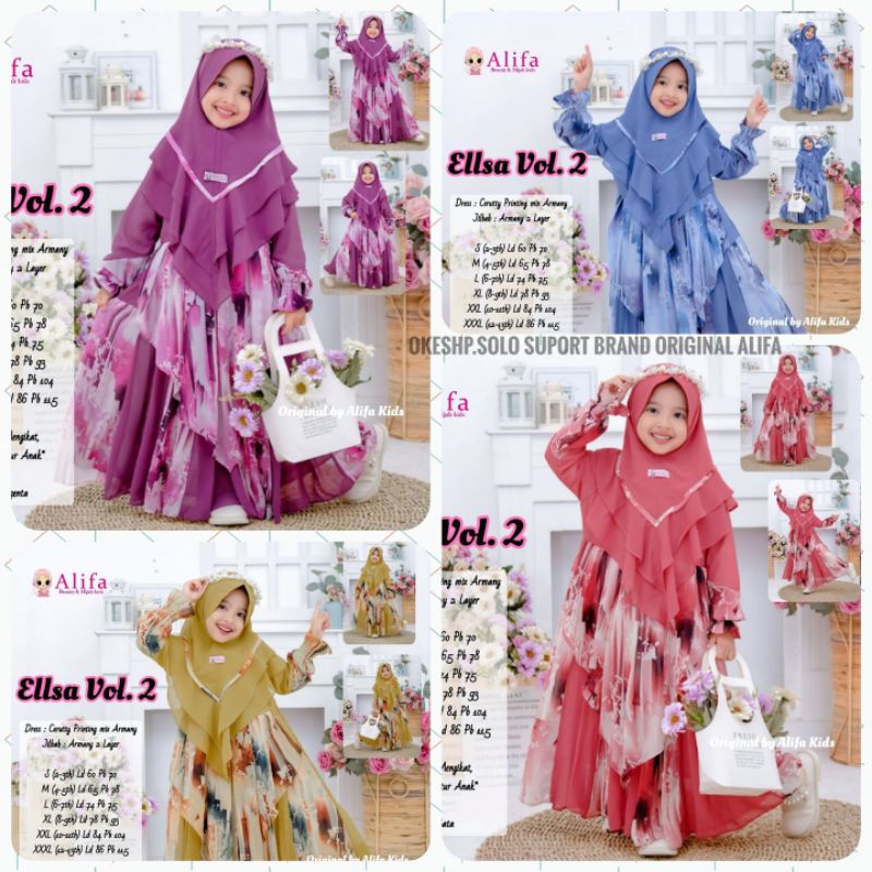 Alifa Kids Ellsa Vol 2 Maxy Kids || gamis anak usia 2-13 tahun ellsa dress anak original alifa