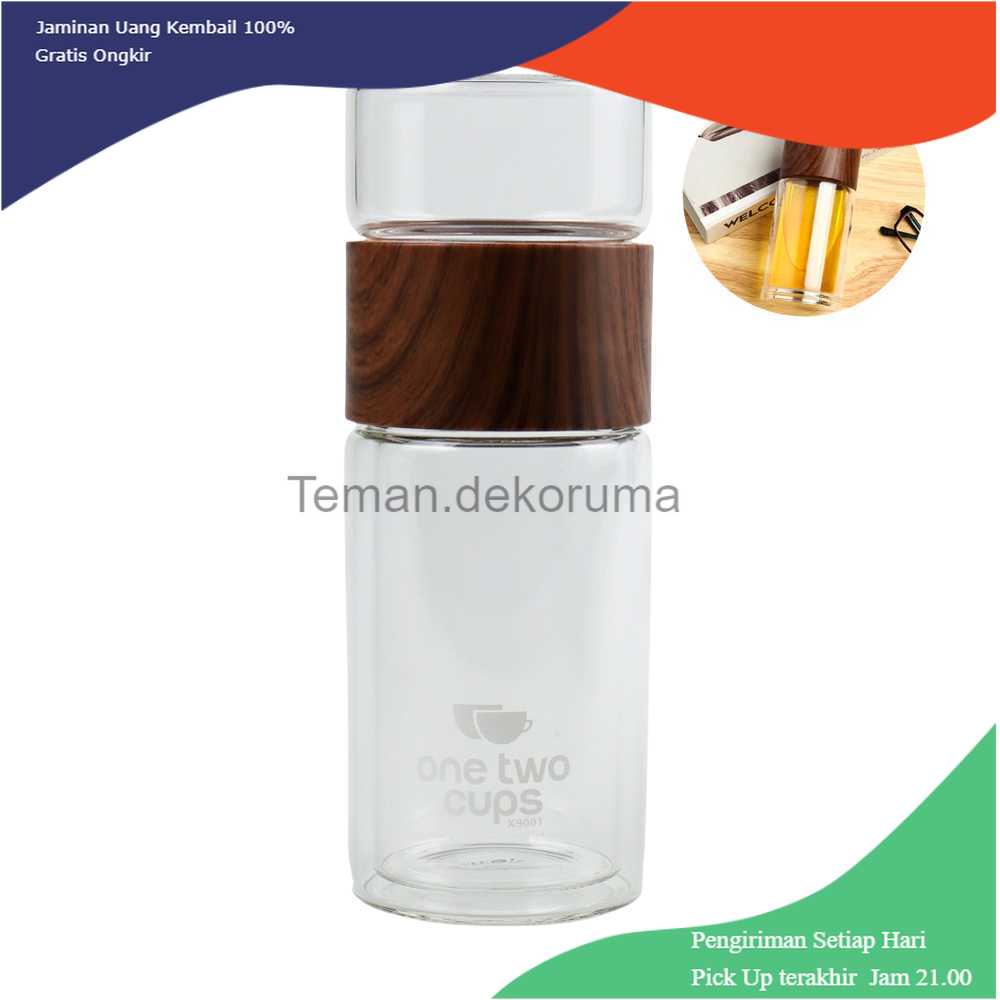 TD-AI One Two Cups Botol Minum Penyaring Teh Double Wall 230ml - X9001