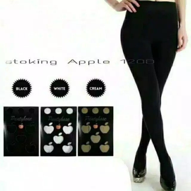 Bisa COD Stocking Pantyhose Celana Aplle 120 Denier Hitam Putih Cream Import Wanita 016