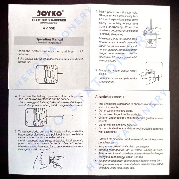 

Rautan Pensil Elektrik Electric Sharpener Joyko A-155E 011
