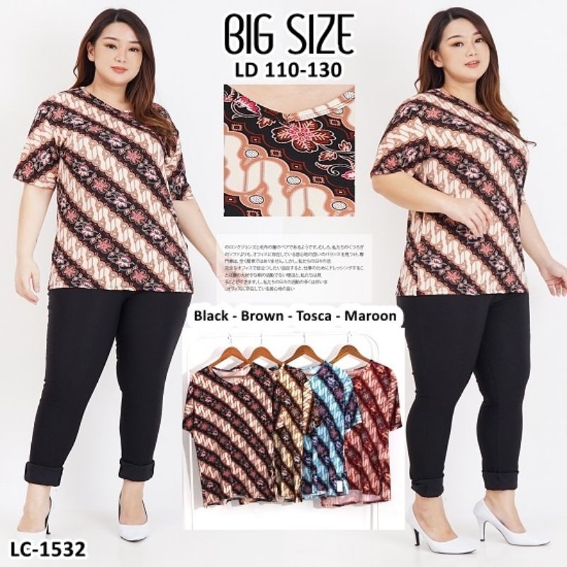 Baju Wanita Baju Atasan Batik / Blouse Batik JUMBO / Baju Batik Wanita BIG SIZE / Baju Atasan Cewek