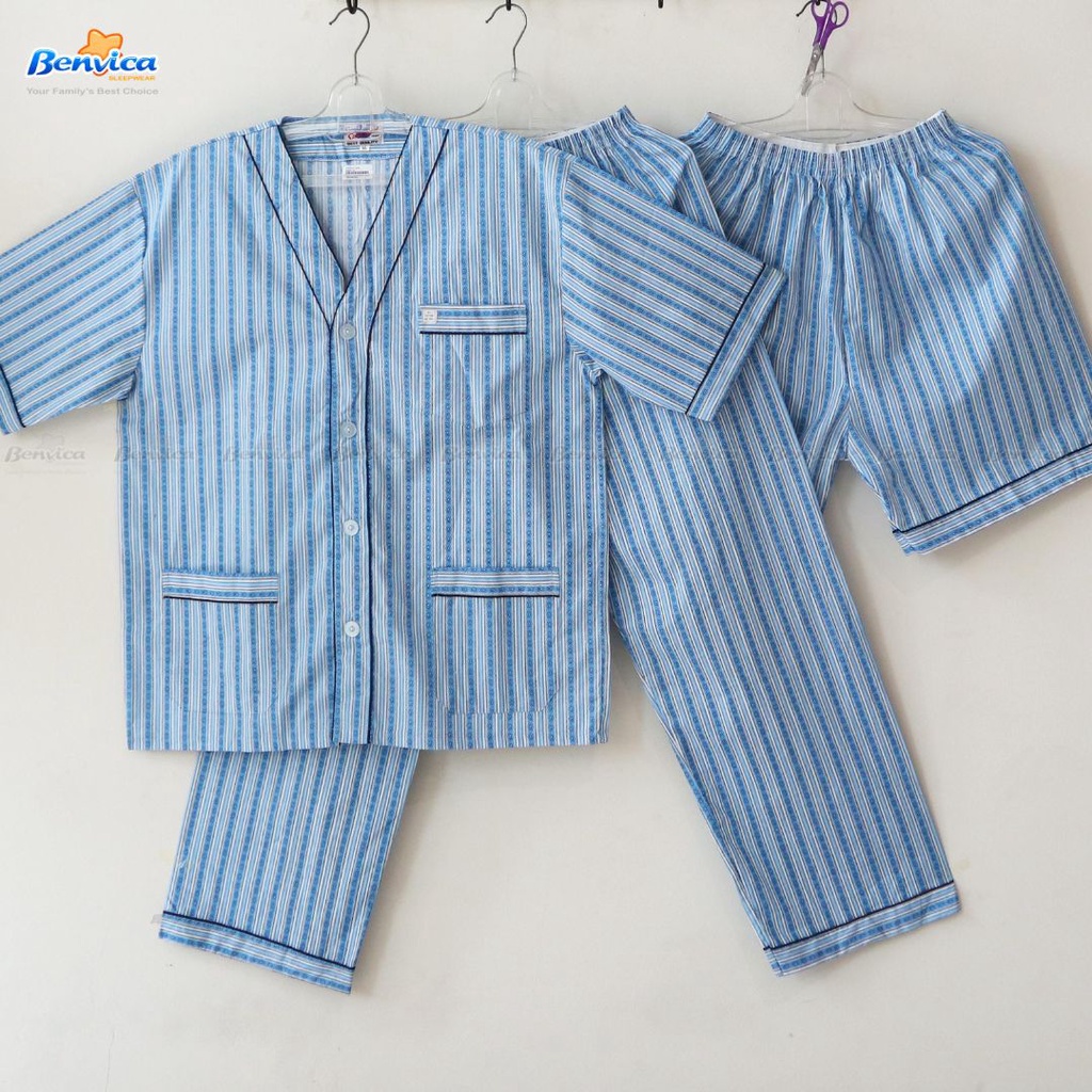 BAJU TIDUR CELANA PANJANG PIYAMA LAKI-LAKI DEWASA SWAN SIZE L KATUN ADEM