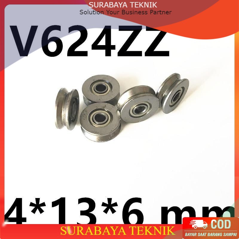 BEARING V624zz 4x13x6mm V GROOVE Roller Pulley Wheels Bearing Wire Track V624 ZZ
