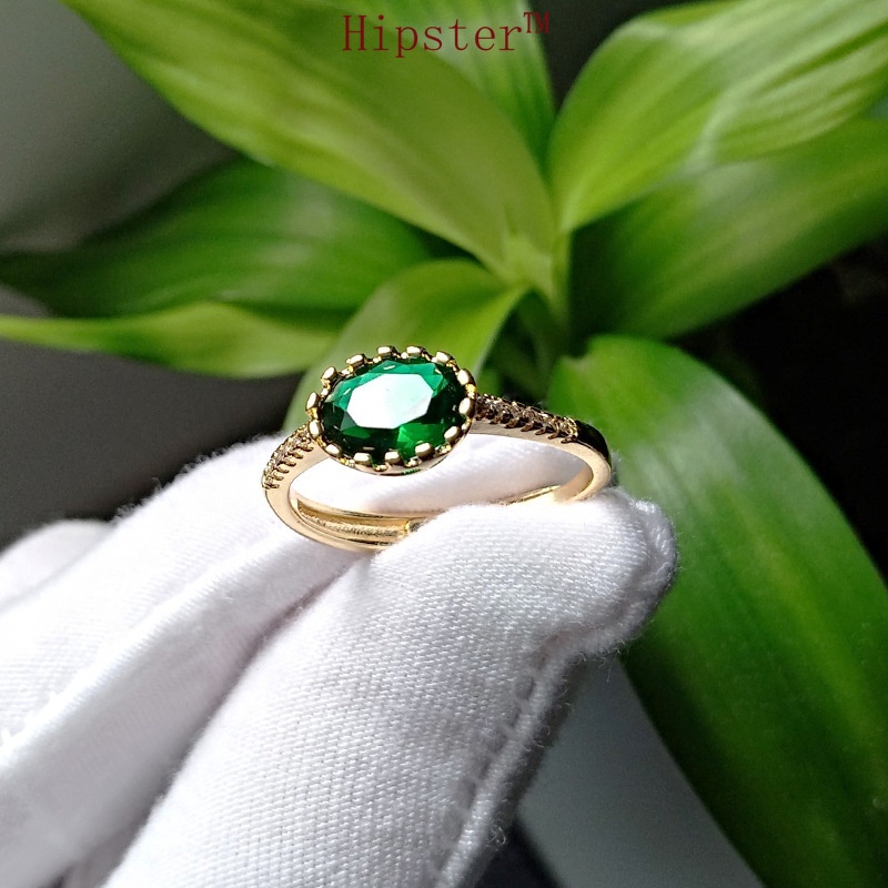 Best-Selling Button in Europe and America Hot Sale Fashion Luxury Emerald Egg Ring