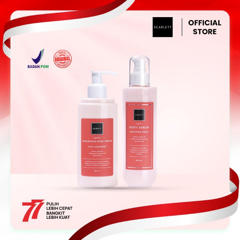 Scarlett Whitening Body Serum + Body Cream Happy