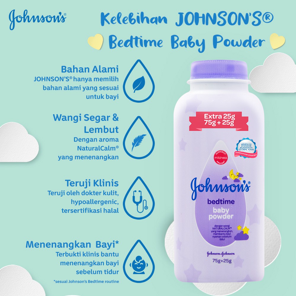 BEDAK JOHNSONS BABY POWDER BEDTIME EXTRA 75+25G JJAI10