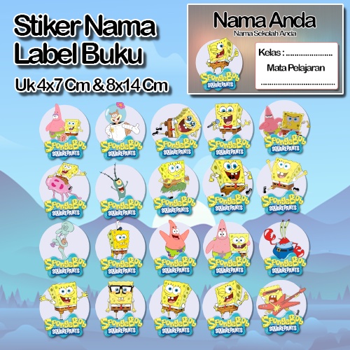 

Stiker Spongebob patrik plangton tn krab sendi squidword Karakter Lucu Custom Lebel Nama cromo murah 20 Varian berbeda Sticker Pelajaran Mapel buku anak sekolah No 4