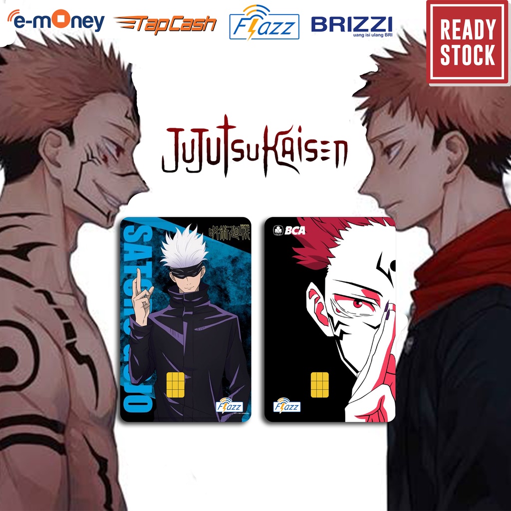 Emoney mandiri flazz bca gen 2 brizzi tap cash custom JUJUTSU KAISEN kartu e toll free edit 1 sisi atau 2 sisi cocok untuk komunitas dan souvenir