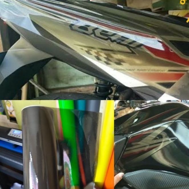 STIKER SKOTLET HITAM TRANSPARAN BENING BODY MOBIL MOTOR GLOSSY