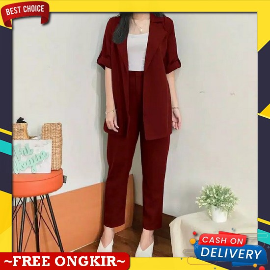 One Set Oneset Baju Setelan Stelan Long Tunik Busana Muslim Wanita Remaja Dewasa Polos Terbaru Kekin