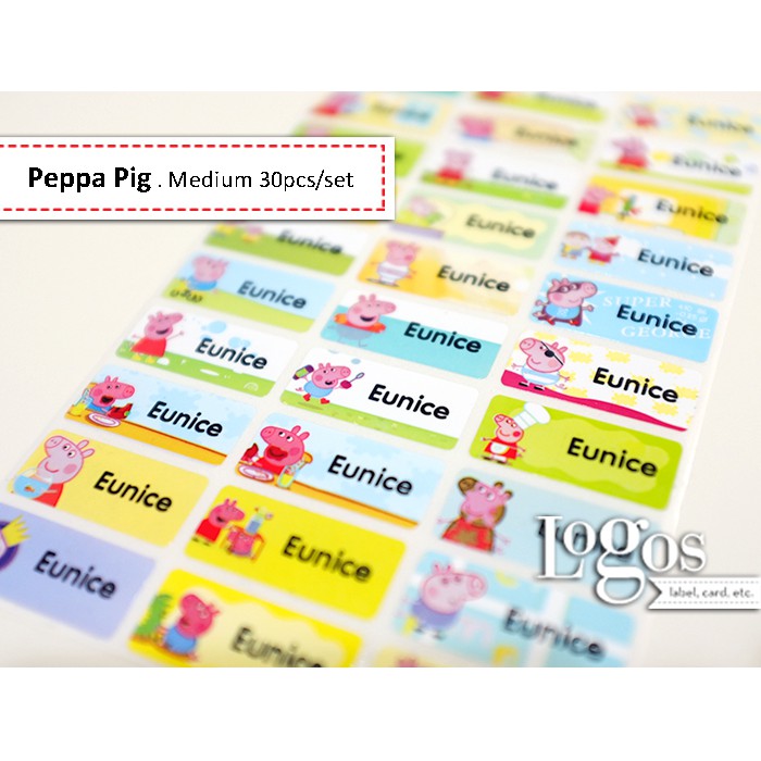 

HNVHH862 Peppa Pig MEDIUM Sticker Label Nama waterproof stiker nama