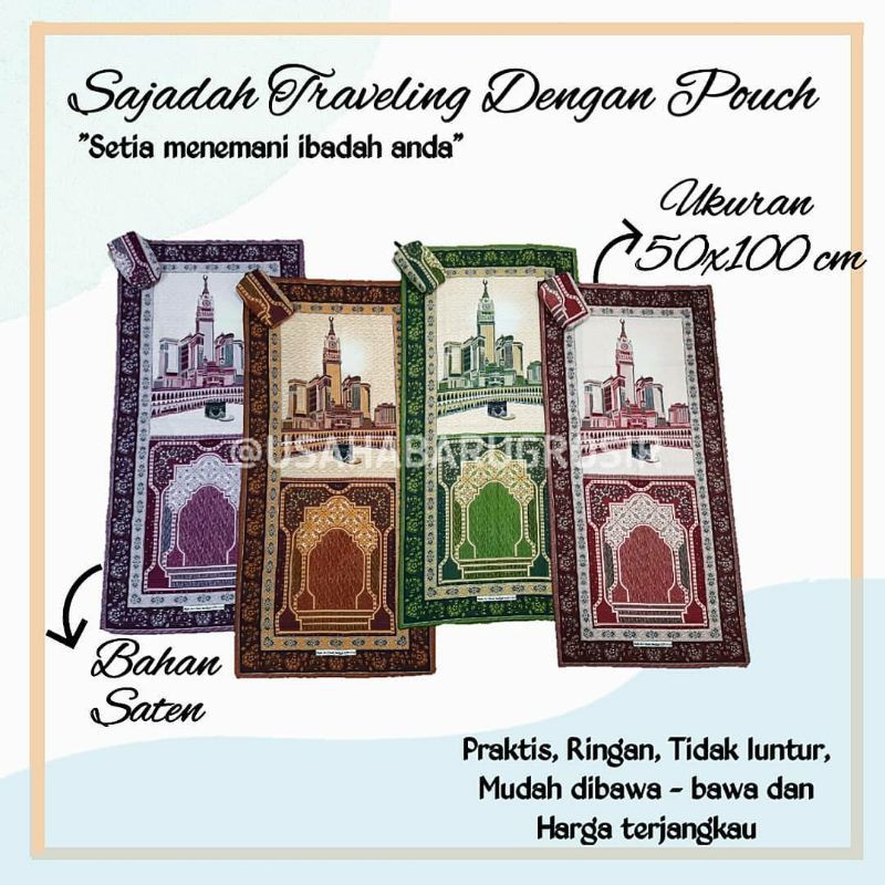 SAJADAH TRAVELING Sajadah SAKU SAJADAH TRAVEL SAJADAH TURKISAJADAH TAS DOMPET  Mudah Dibawa Pergi