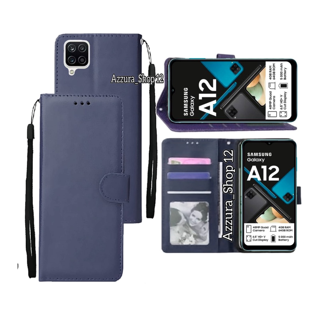 Flip Case Untuk SAMSUNG GALAXY A12 / M12 Soft Case Dompet Flip Cover Leather Premium Casing HP