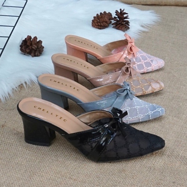 Sepatu Sandal Heels Hak Tahu Wanita Mules 5 Cm