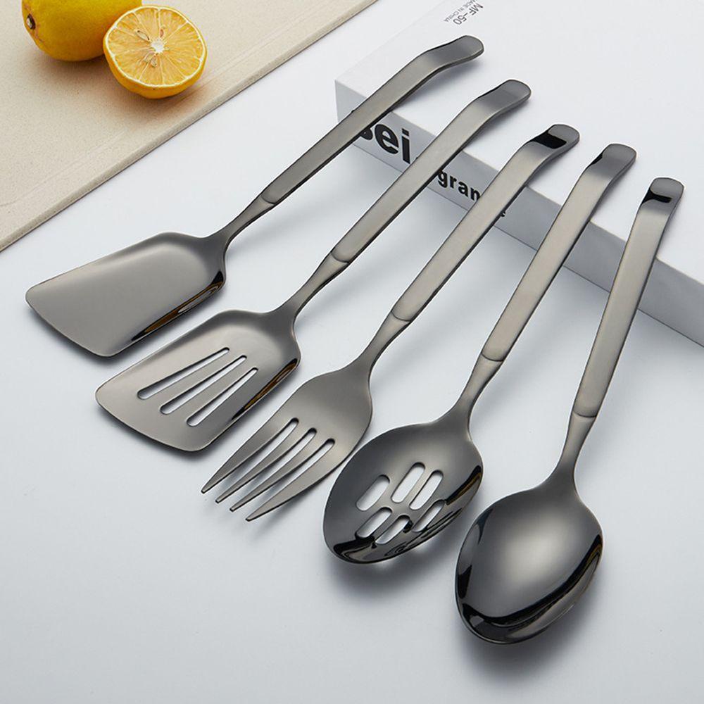 Suyo 5pcs / Set Sendok Makan Bahan Stainless Steel Ukuran 11 Inch