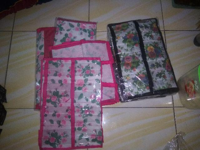 ( Bisa Cod )promo Murah Paket Rak Gantung 4 In 1  Motif Bunga Full Resleting