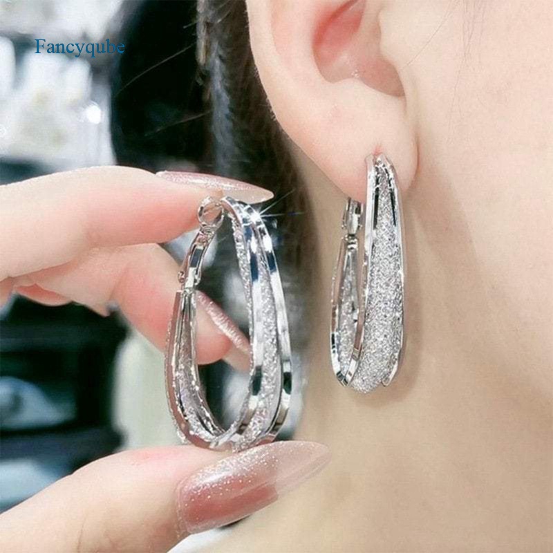 Fancyqube Anting Rumbai Panjang Bentuk Oval Aksen Kristal Berlian Imitasi Untuk Pengantin Wanita