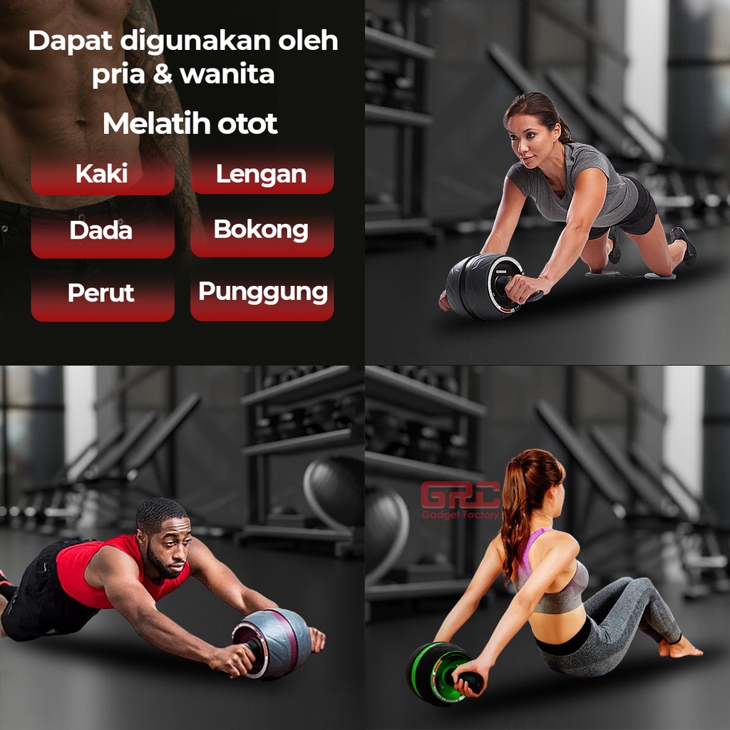 AB Roller Wheel Pull Rope Fitness Equipment Roda Latihan Perut Gym