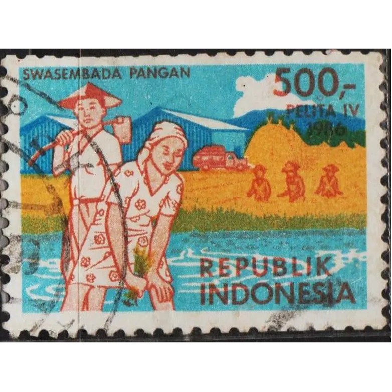 

Perangko Filateli G42 - Indonesia VFU 1v 01.04.1986 3rd Year Of The 4th Five Year Development Plan -