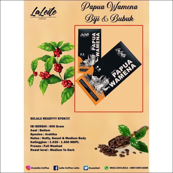 

KOPI ARABICA PAPUA WAMENA 900GR ROASTEDBEAN(BIJI)