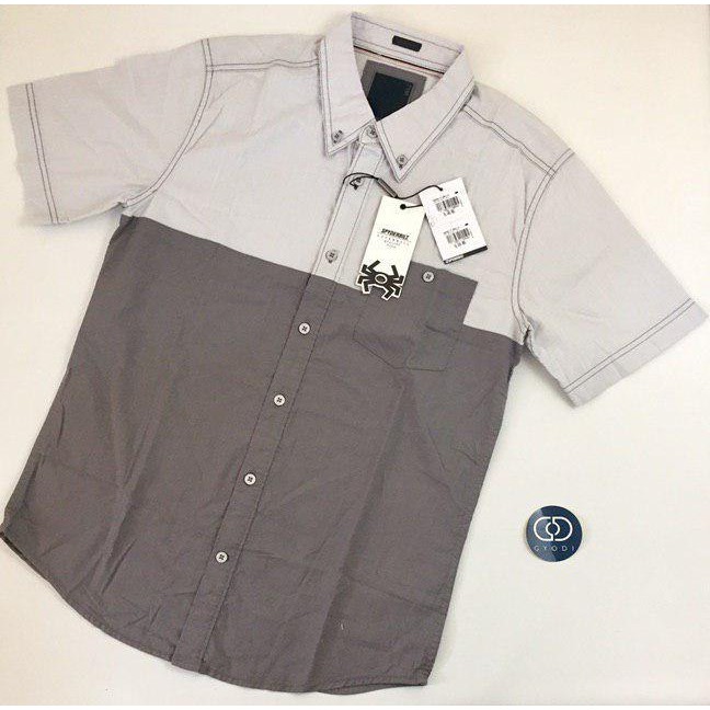 Kemeja Pria Spyderbilt Original Kemeja Lengan Pendek Mars Grey