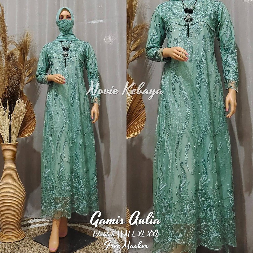 PROMO LONG GAMIS TULLE MUTIARA BORDIR / GAMIS TULLE / GAMIS PESTA