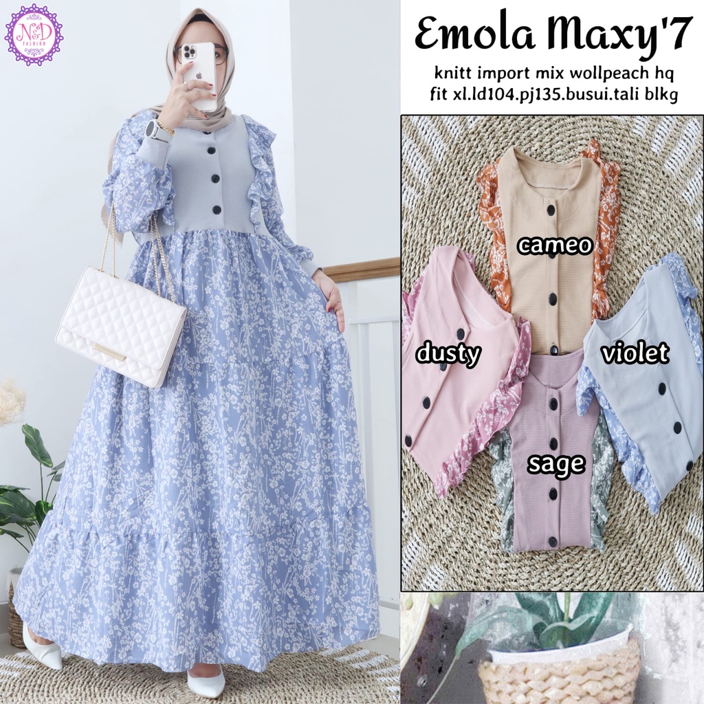 EMOLA MAXY #7 DRESS GAMIS KOMBI RUFFLE REMPEL ORI N&D