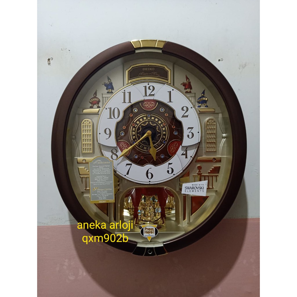 Jam Dinding Seiko Japan Bunyi QXM902B QXM902 ORIGINAL - Brown