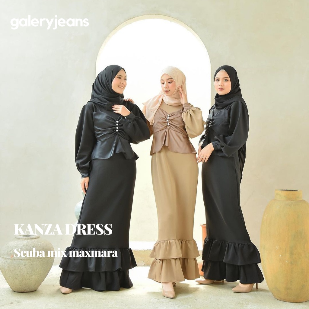 baju gamis kanza dress - baju wanita terbaru 2021 kekinian viral - gaun pesta long dress muslim kond