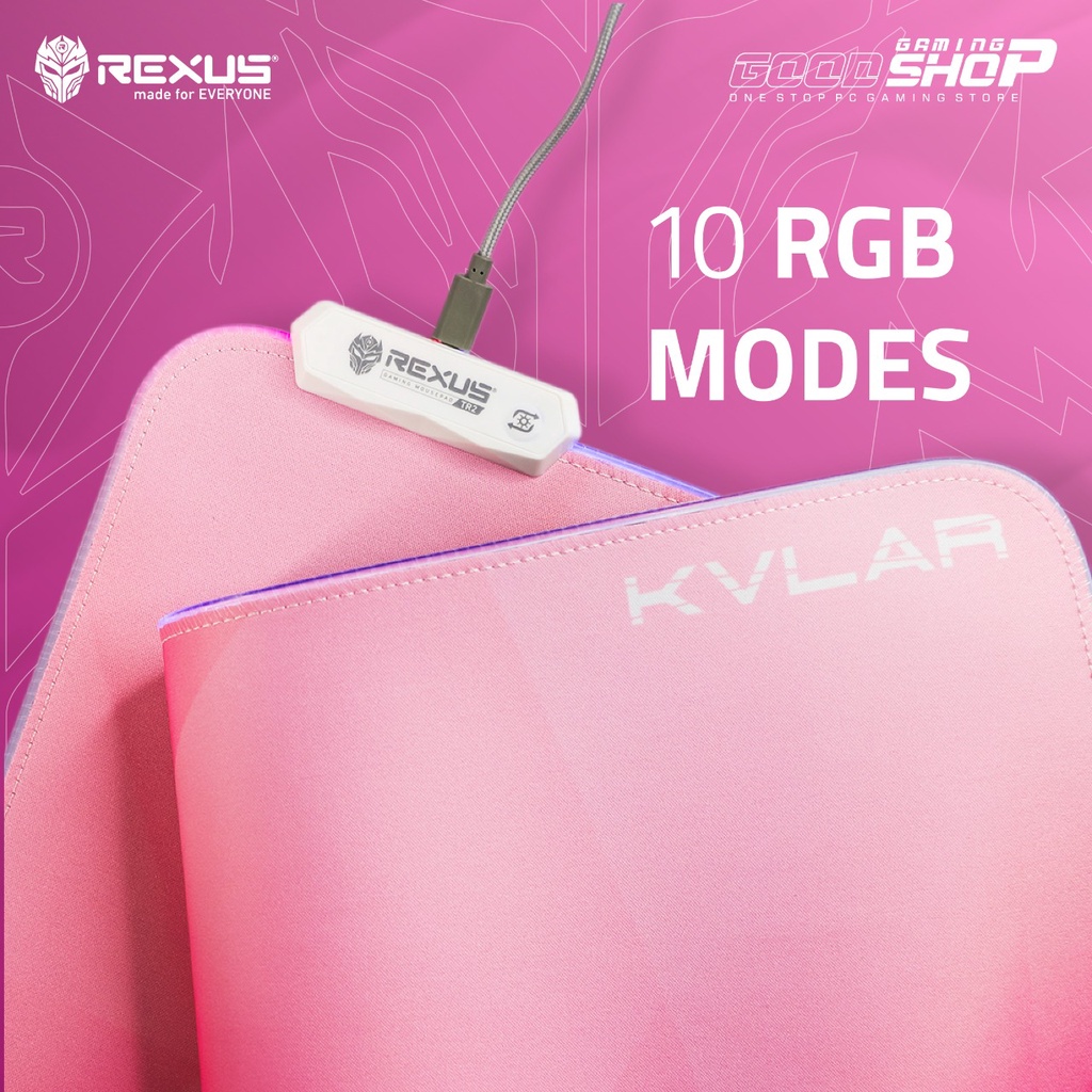 REXUS KVLAR TR2 MOUSEPAD GAMING RGB SPEED EDITION PINK