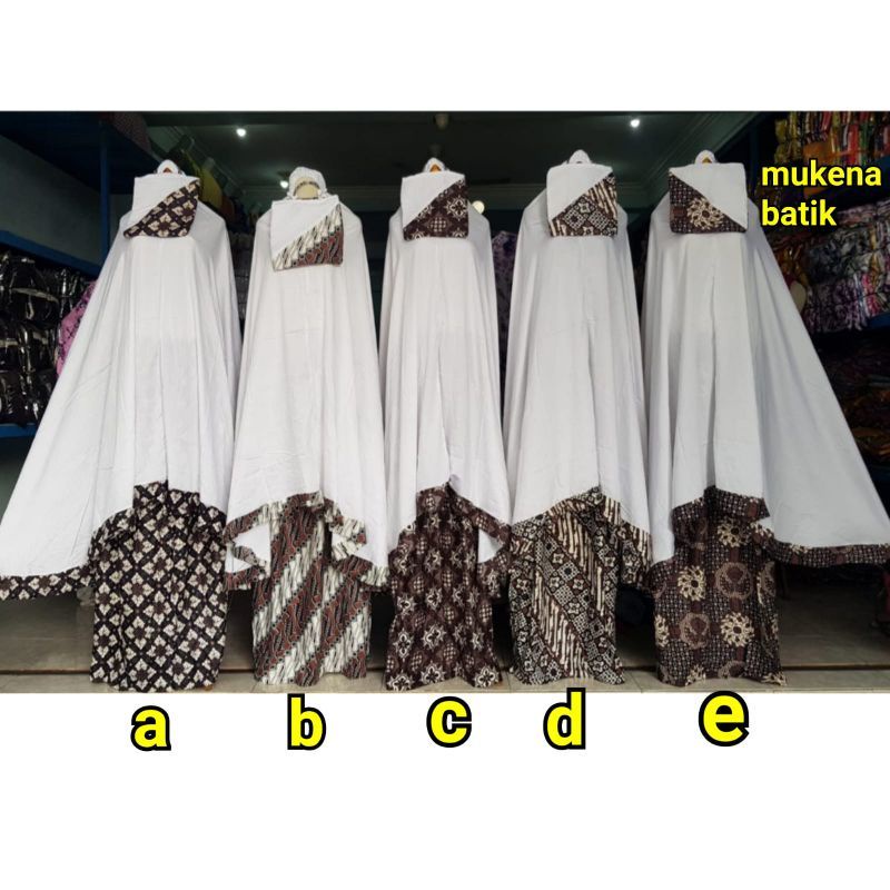 Mukena batik - mukena rayon - mukena putih variasi batik - mukena murah - mukena dewasa terbaru