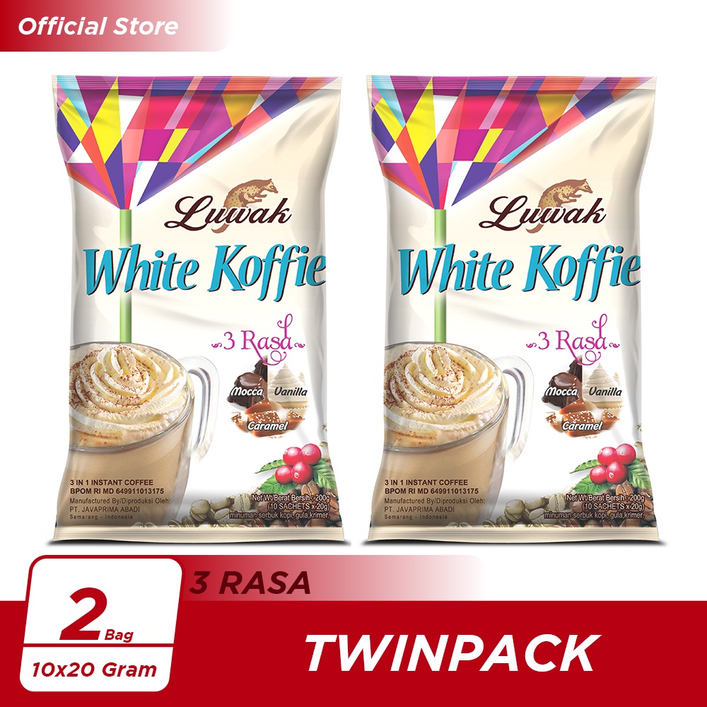 Promo Harga Luwak White Koffie 3 Rasa per 10 sachet 20 gr - Shopee