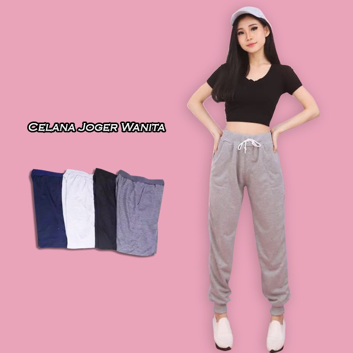  Celana  Jogger Wanita  Jogger Pants Katun Stretch Bahan  