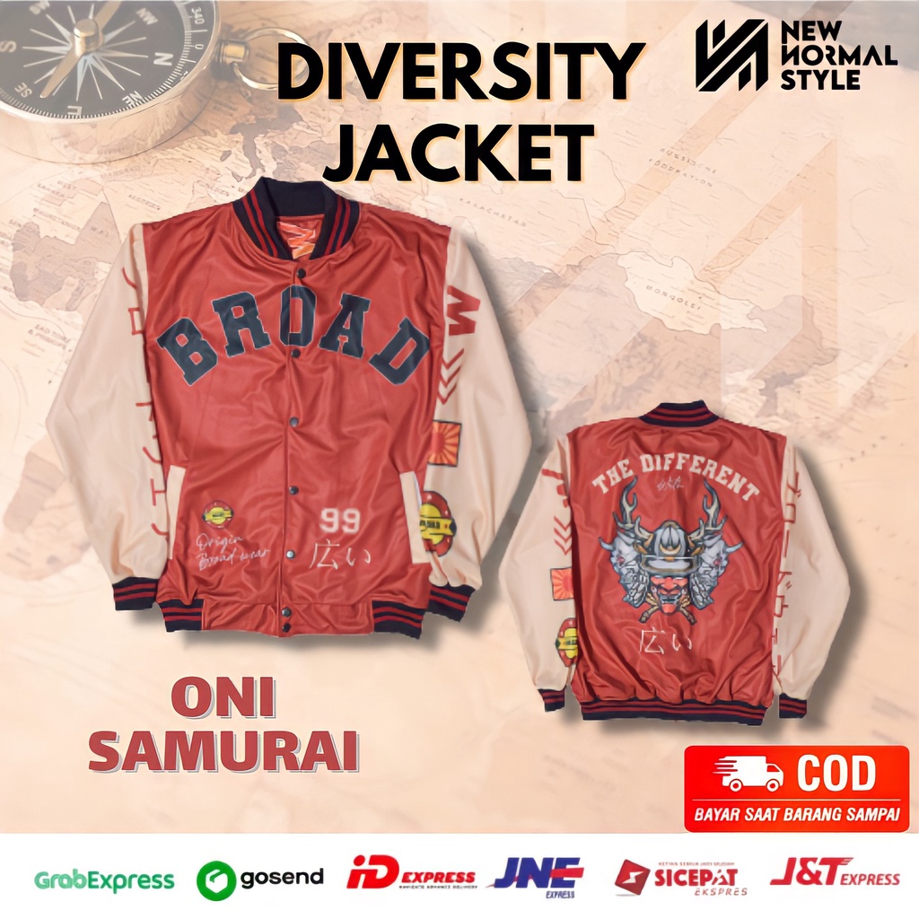 ONI SAMURAI SERIES Jaket Baseball Varsity Bomber Vintage Jacket Casual Pria Wanita Cowok Laki Distro Keren Dewasa Terbaru Original