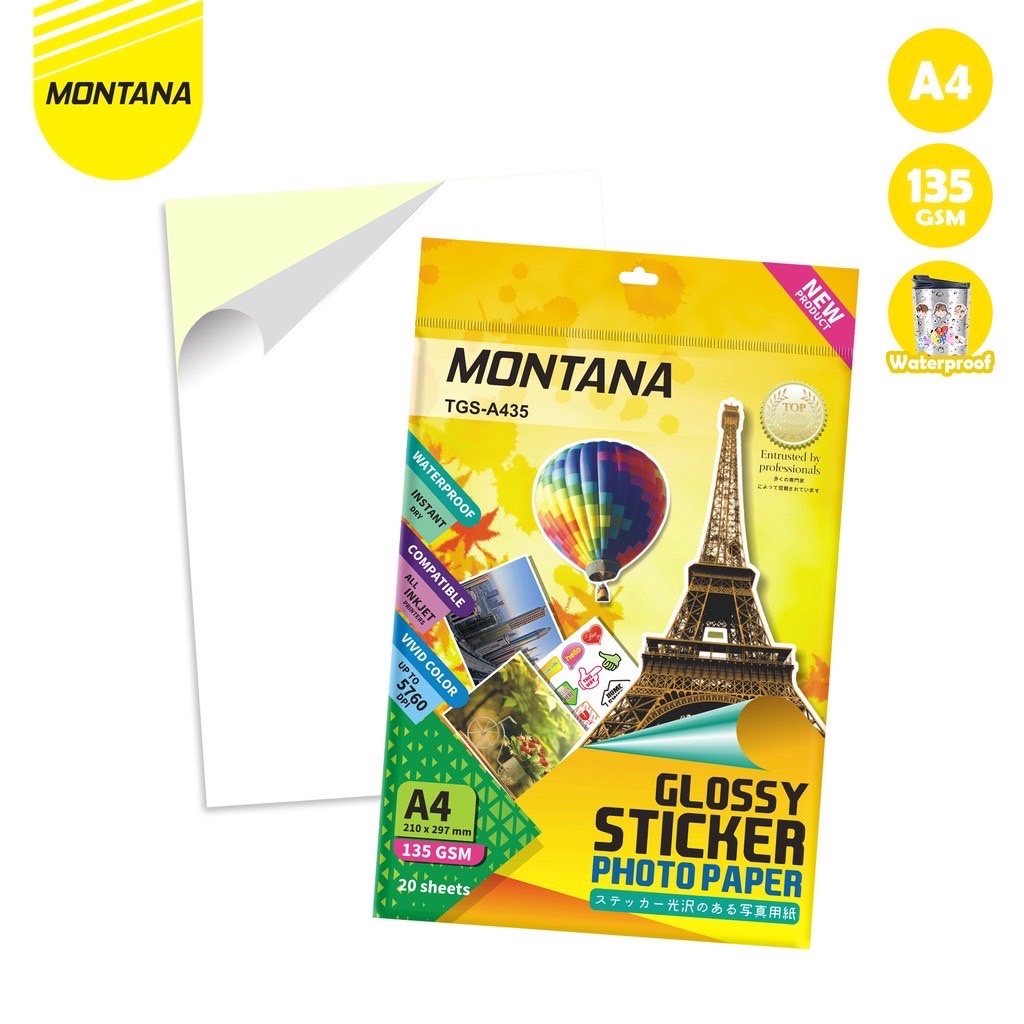MONTANA Glossy Sticker Paper A4 / Glossy Sticker TGS-A435