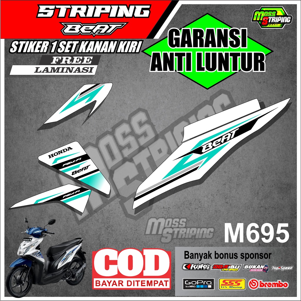 STIKER MOTOR STRIPING BEAT FI INJEKSI THN 2013 2014 2015 2016 KODE M695 STICKER MOTOR SETRIPING LIST