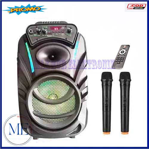 SPEAKER BLUETOOTH FLECO 8'5 INCH F-8166 BONUS DUA MIC WIRELESS KARAOKE