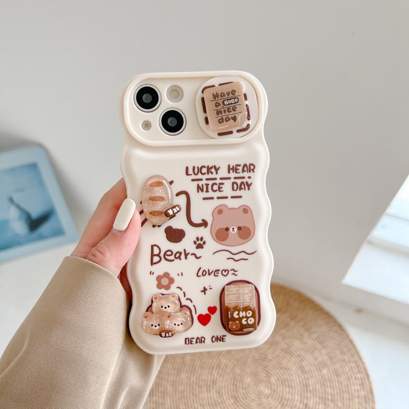 Soft Case Pelindung Kamera Motif Boneka Roti Donat Beruang Untuk IPhone 11 12 13 14 Pro Max